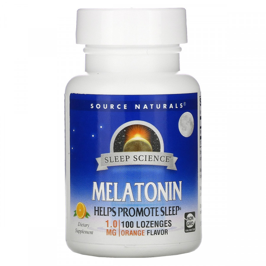 Мелатонін 1мг, Смак М'яти, Sleep Science, Source Naturals, 100 таблеток для розсмоктування