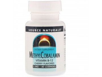 Метилкобаламин (В12) 5мг, Вкус Вишни, Source Naturals, 60 таблеток для рассасывания