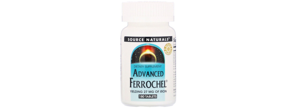 Железо, усовершенствованная формула, Advanced Ferrochel, Source Naturals, 180 таблеток