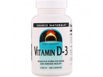 Вітамін D3 2000IU, Source Naturals, 200 капсул