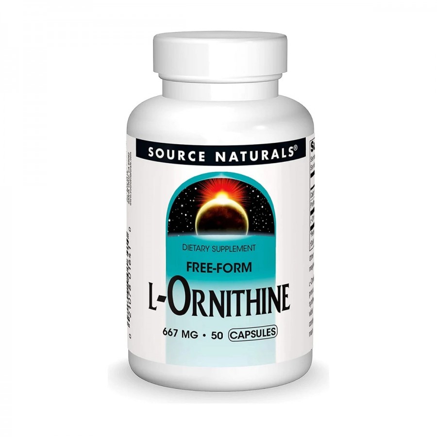 Орнітин, 667 мг, L-Ornithine, Source Naturals, 50 капсул