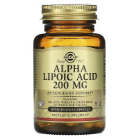 Альфа-липоевая кислота, 200 мг, Alpha Lipoic Acid, Solgar, 50 вегетарианских капсул