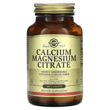 Кальций и магний цитрат, Calcium Magnesium Citrate, Solgar, 100 таблеток