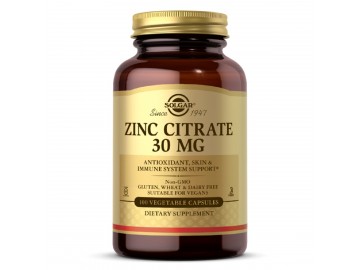 Цинк цитрат, 30 мг, Zinc Citrate, Solgar, 100 вегетаріанських капсул