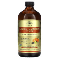 Жидкий Цитрат Кальция и Магния с Витамином D3, Вкус апельсин-ваниль, Liquid Calcium Magnesium Citrate with Vitamin D3, Solgar, 473 мл