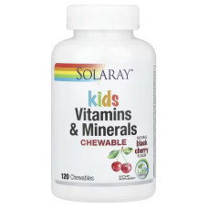 Вітаміни та мінерали для дітей, смак вишні, Kids Vitamins & Minerals Chewable, Solaray, 120 жувальних таблеток