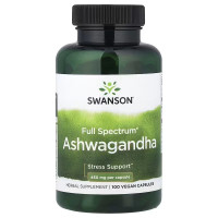 Ашваганда, 900 мг на порцію, Full Spectrum Ashwagandha, Swanson, 100 веганських капсул