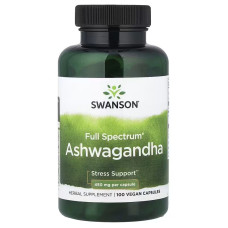 Ашваганда, 900 мг на порцію, Full Spectrum Ashwagandha, Swanson, 100 веганських капсул