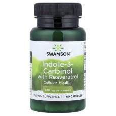 Індол-3-карбінол з ресвератролом, Indole-3-Carbinol with Resveratrol, Swanson, 60 капсул