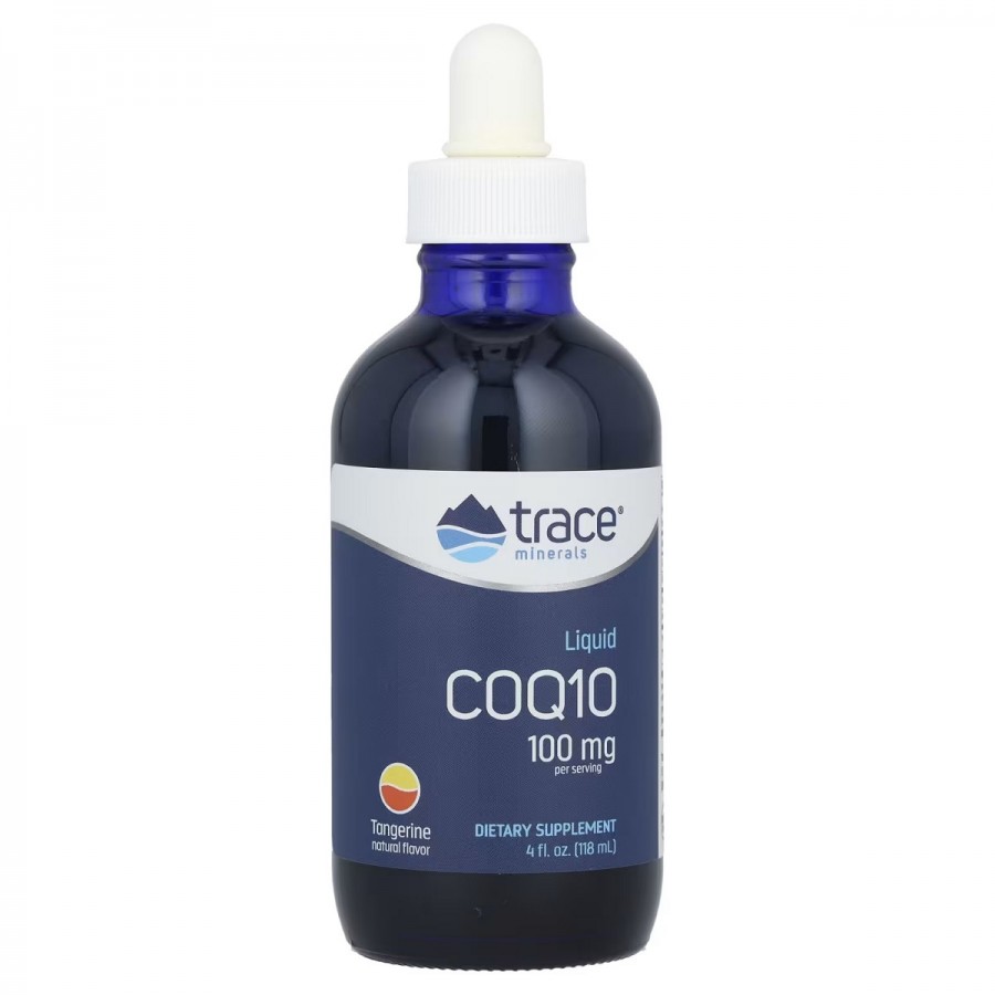 Коензим Q10 у краплях, 100 мг, смак мандарину, Liquid CoQ10, Trace Minerals, 118 мл