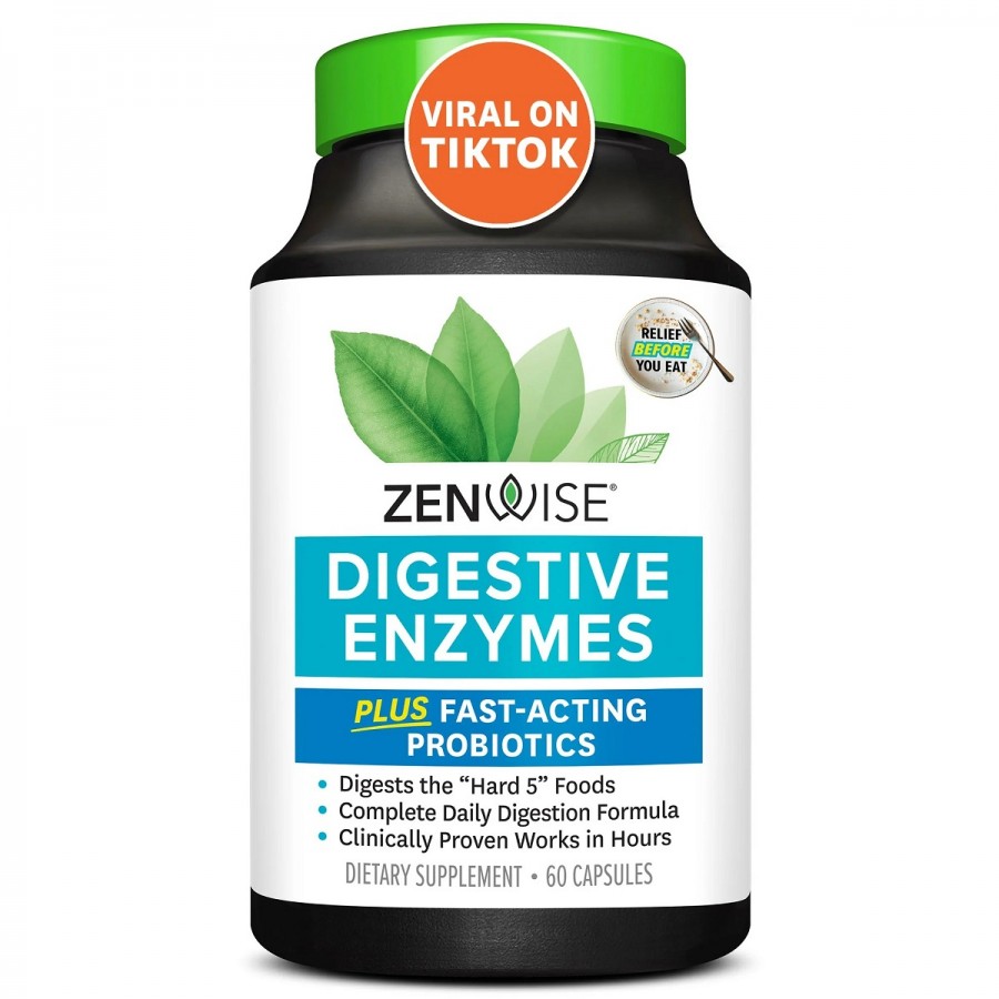 Травні ферменти та швидкодіючі пробіотики, Digestive Enzymes with Probiotics, Zenwise, 60 капсул