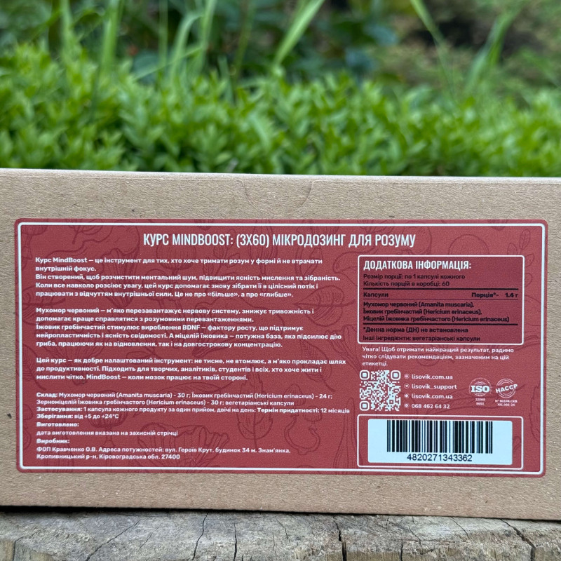 Курс MindBoost: Микродозинг для Ума (1 месяц), "Лесовик", 180 капсул