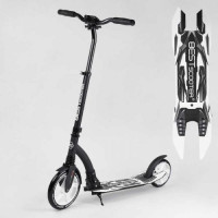 Самокат двухколесный Best Scooter 75343 колеса PU - переднее 23 см, заднее - 20 см, 1 амортизатор, широкий руль, зажим руля, в коробке