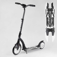Самокат двухколесный Best Scooter 75343 колеса PU - переднее 23 см, заднее - 20 см, 1 амортизатор, широкий руль, зажим руля, в коробке
