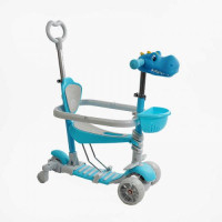 Самокат 5в1 "Best Scooter", с ДОП. КОЛЕСАМИ, защитный бампер, PU колеса со светом, в коробке