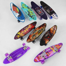 Пенни борд "Best Board" МИКС ВИДОВ, 6 КОЛОРОВ, доска = 55см, колеса PU со светом, диаметр 6 см