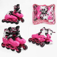 Ролики /розмір 39-43/ колір – Рожевий (6) колеса PU, ПЕРЕДНЄ КОЛЕСО СВІТЛО, d – 6.5 см, в сумці