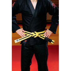 Жовто-чорний пояс для джиу джитсу ТМ KINTAYO, Зріст 180 см, Довжина 280 см, Ширина 4 см, Бавовна, Поліестер