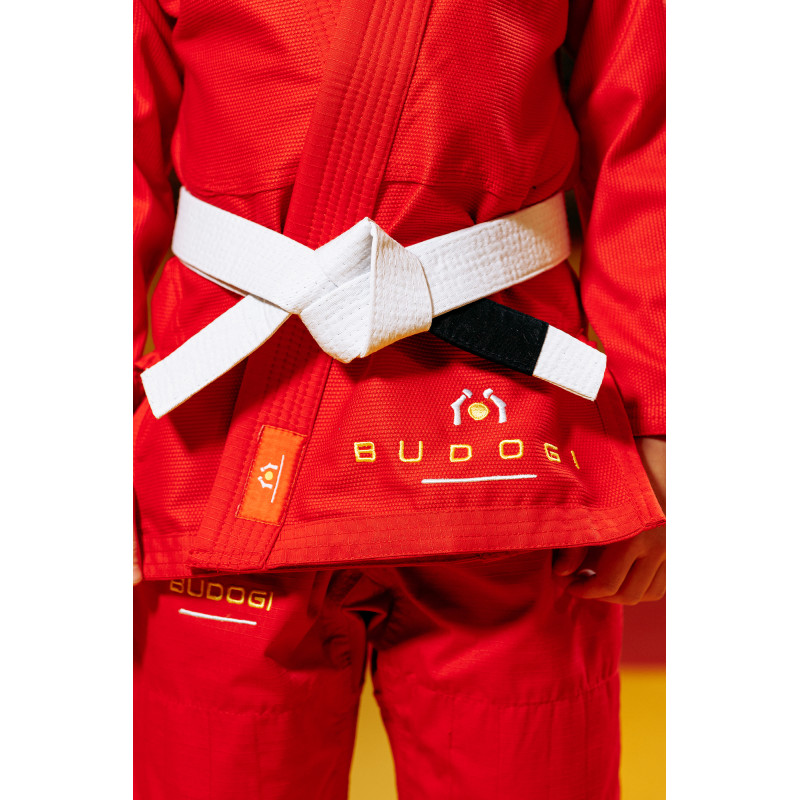 Червоне дитяче кімоно для хлопчиків, джиу-джитсу, TM BUDOGI, зріст 140 см, щільність 350 гр/м.кв.
