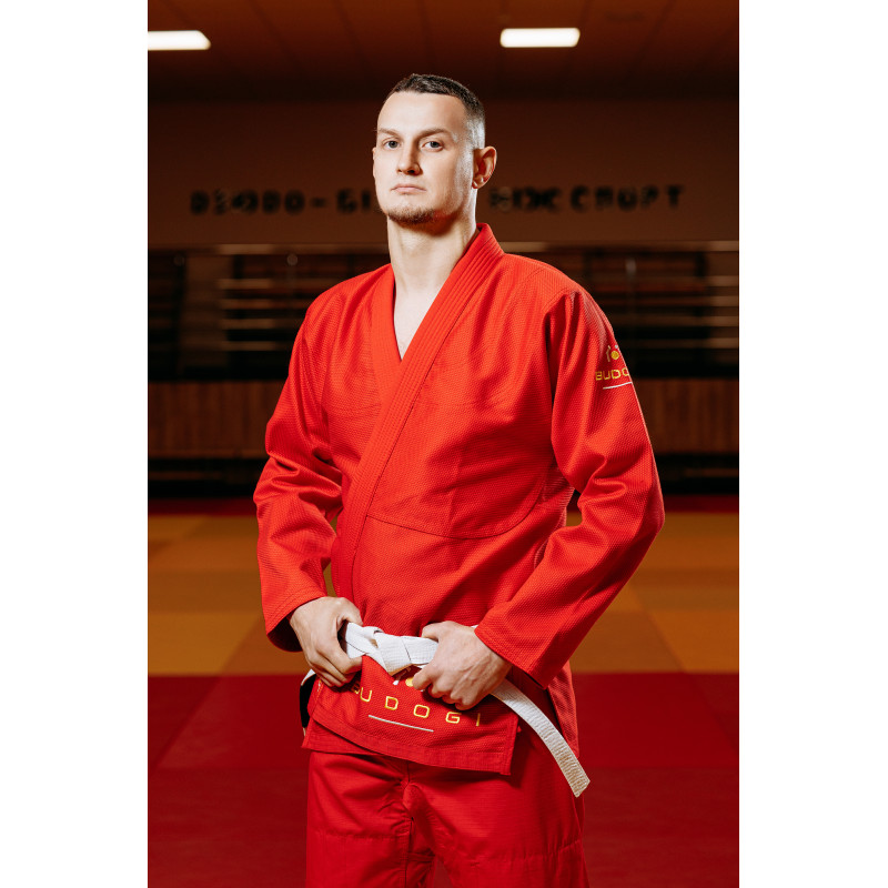 Червоне кімоно для хлопців/чоловіків, джиу-джитсу, TM BUDOGI, зріст 190 см, щільність 450 гр/м.кв.