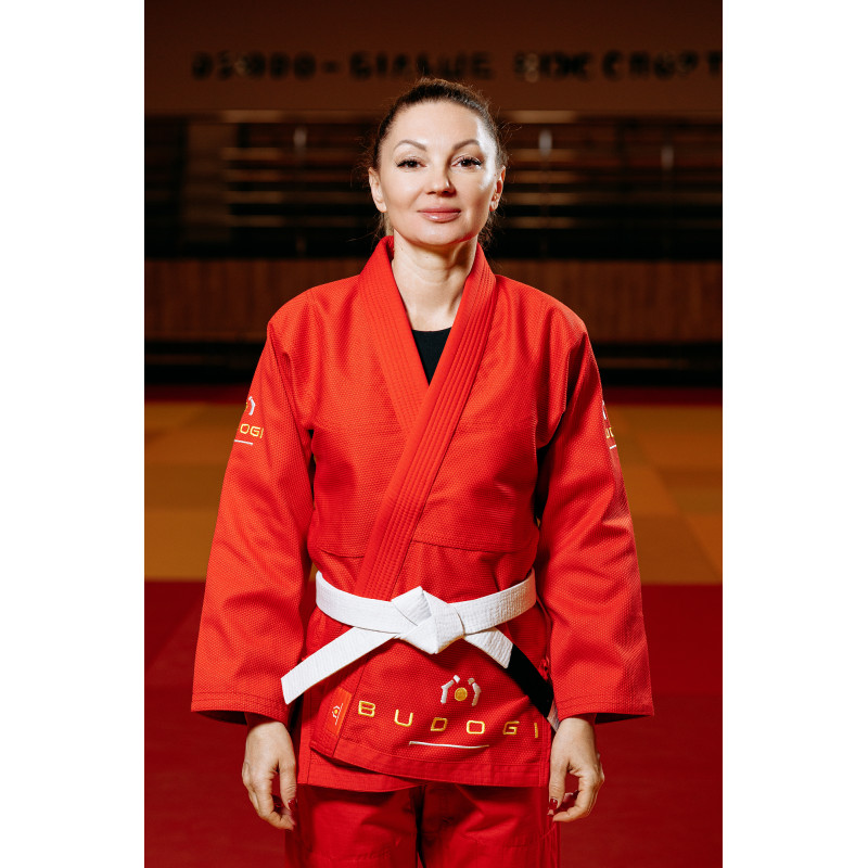 Червоне кімоно для дівчат/жінок, джиу-джитсу, TM BUDOGI, зріст 160 см, щільність 450 гр/м.кв.