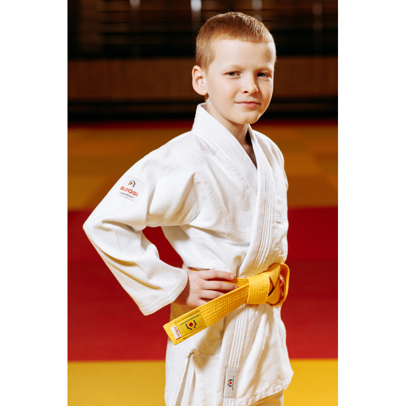 Біле дитяче кімоно для хлопчиків, дзюдо, TM BUDOGI серія BEGINNER, зріст 140 см, щільність 350 гр/м.кв.