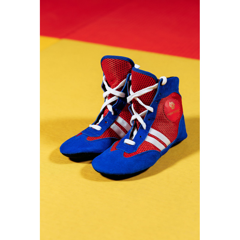 Обувь для самбо (самбетки) TM "Kintayo", Размер 37, Унисекс, Кожа, Замша, Полиэстер (сетка), Сине-красный