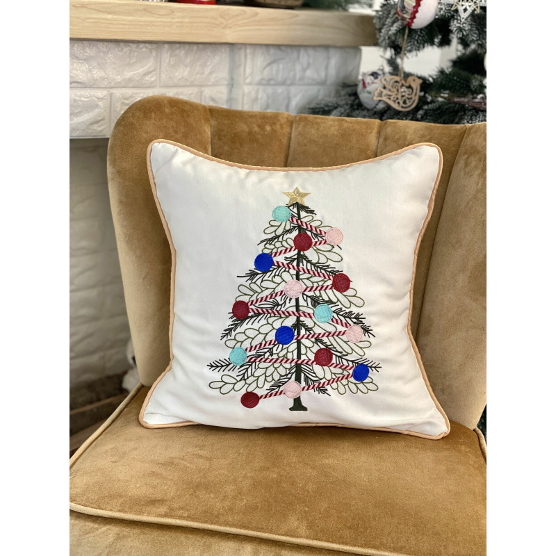 Наволочка одностороння з вишивкою XMAS TREE02