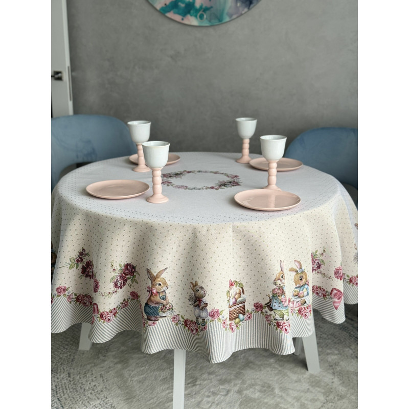 Скатертина гобеленова ROUND1292GR-180D Limaso