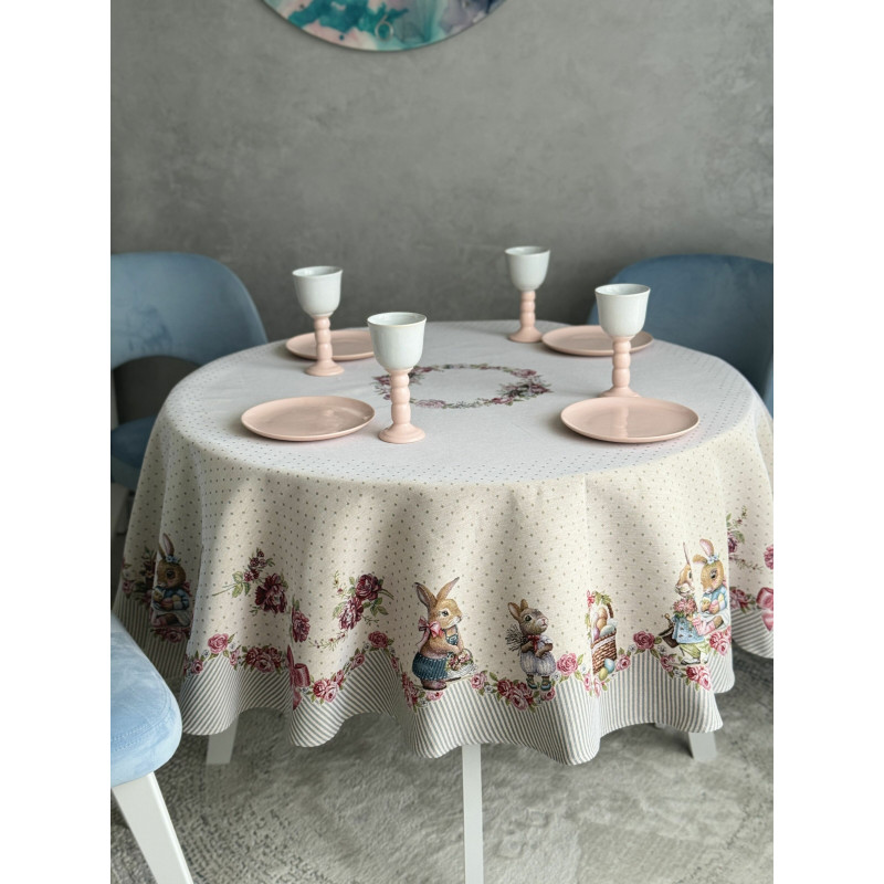 Скатертина гобеленова ROUND1292GR-180D Limaso