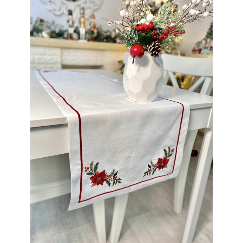 Доріжка на стіл з вишивкою POINSETTIA