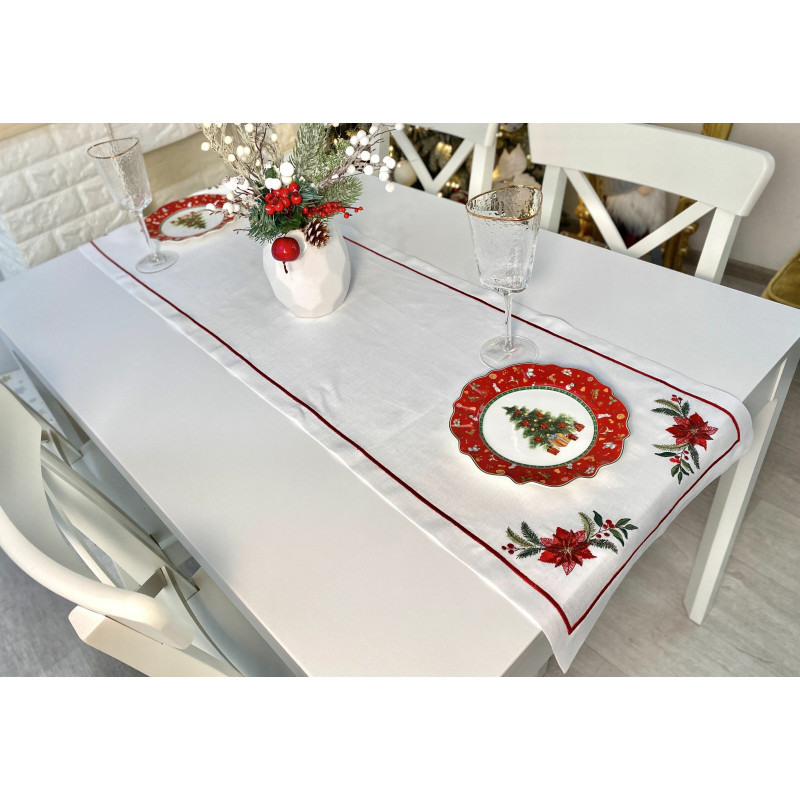 Доріжка на стіл з вишивкою POINSETTIA