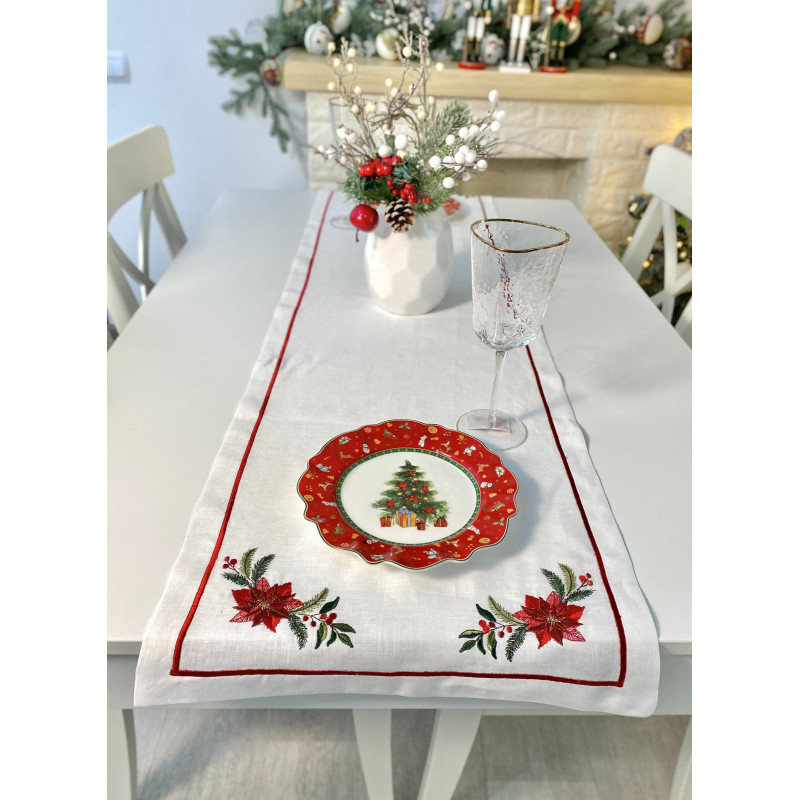 Доріжка на стіл з вишивкою POINSETTIA