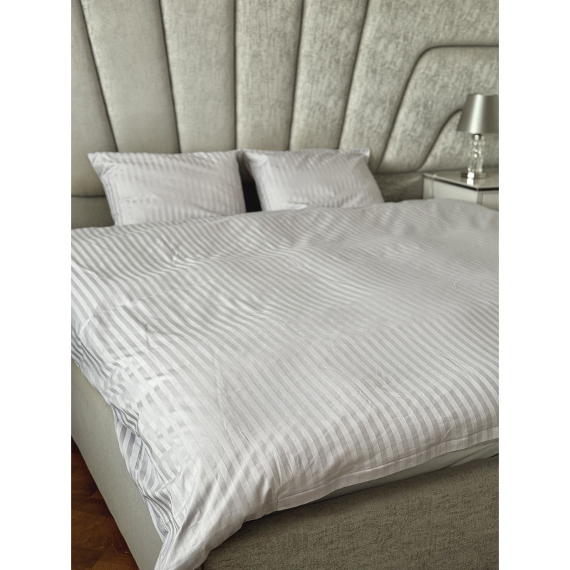 Постільний набір двоспальний SATIN GRAY STRIPE-PN (200x220+3*50x70)