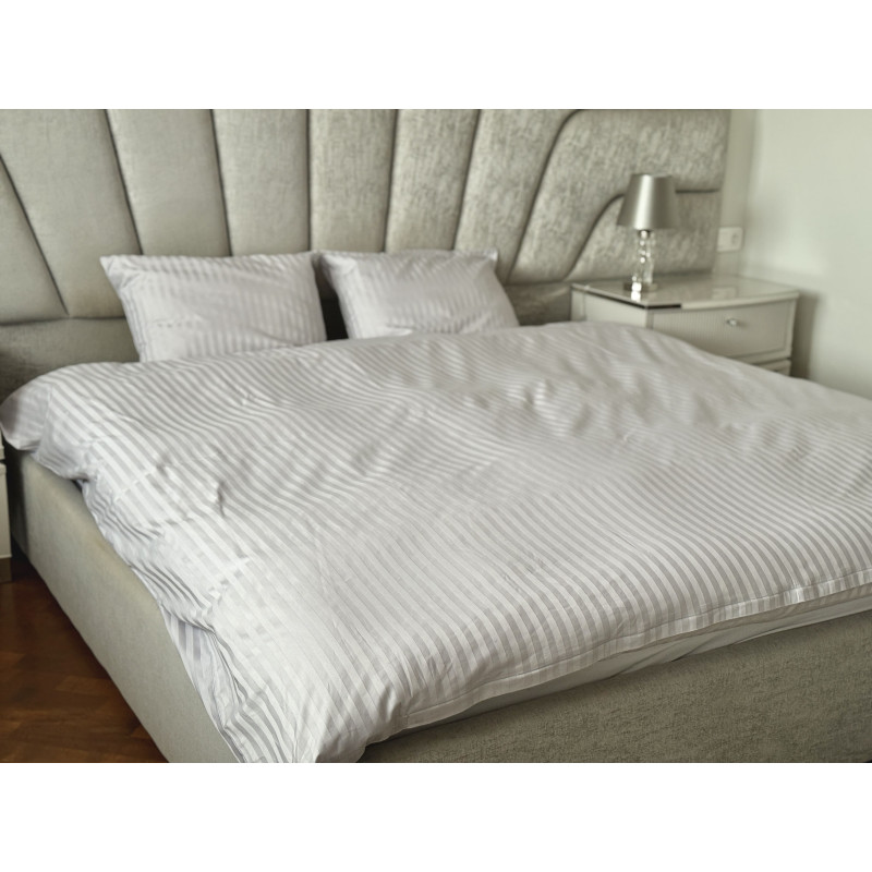 Постільний набір двоспальний SATIN GRAY STRIPE-PN (200x220+3*50x70)