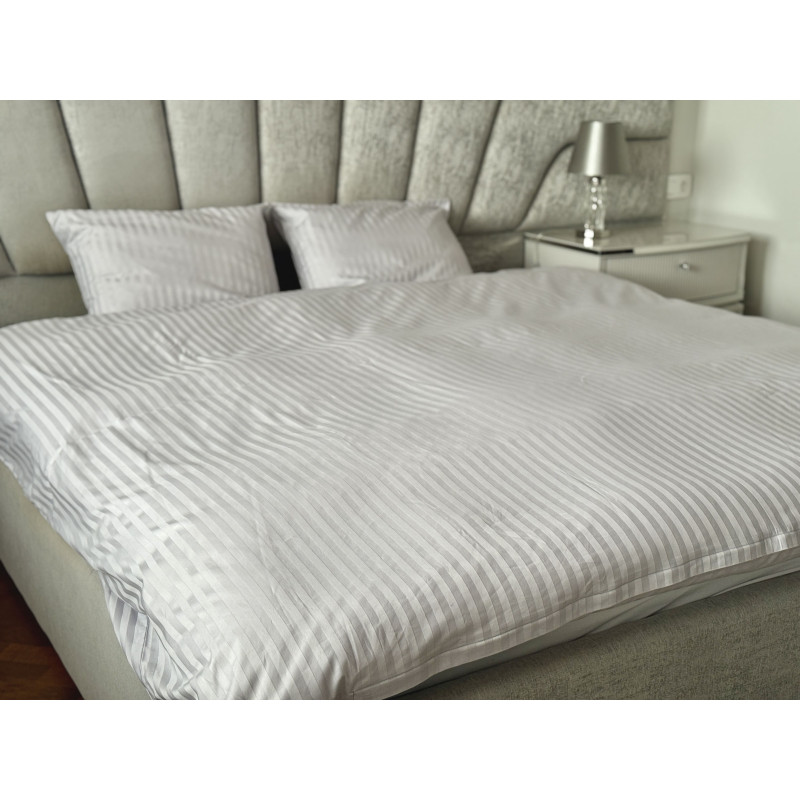 Постільний набір двоспальний SATIN GRAY STRIPE-PN (200x220+3*50x70)
