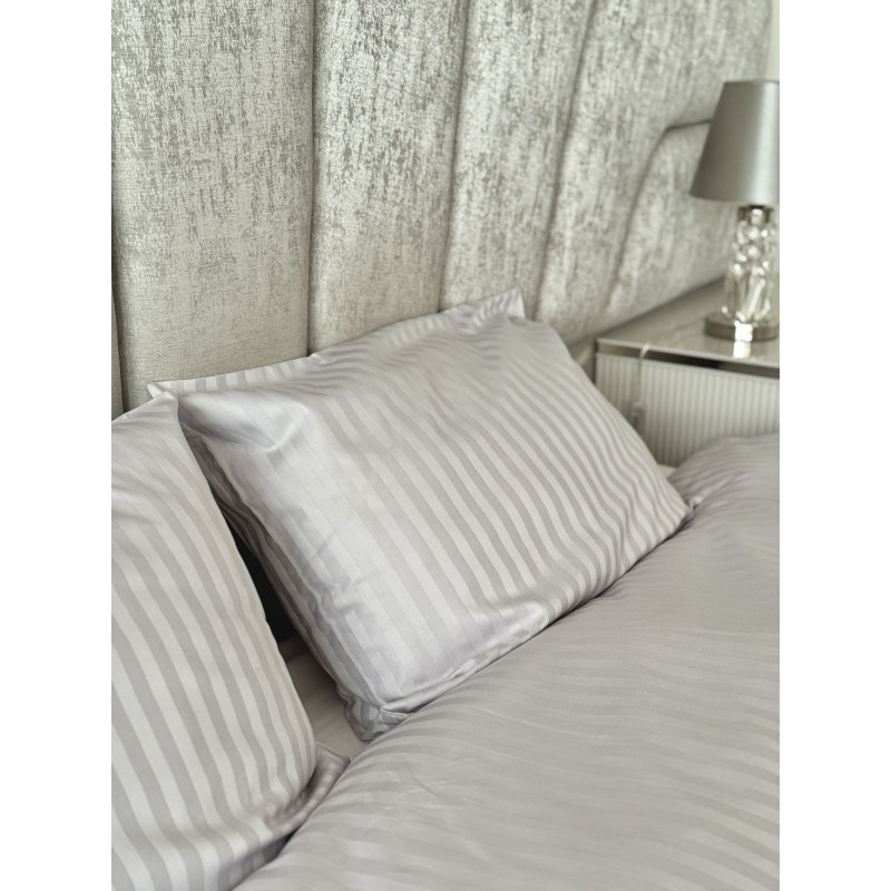 Постільний набір двоспальний SATIN GRAY STRIPE-PN (200x220+3*50x70)