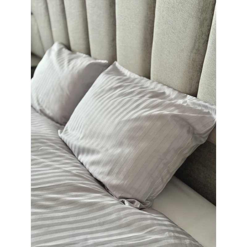 Постільний набір двоспальний SATIN GRAY STRIPE-PN (200x220+3*50x70)