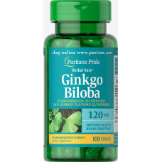 Гінкго білоба, Ginkgo Biloba, Puritan's Pride, стандартизований екстракт, 120 мг, 100 капсул
