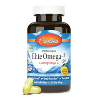 Риб'ячий жир Омега-3, Elite Omega-3, Carlson, лимон, норвезький, 1600 мг, 60 гелевих капсул
