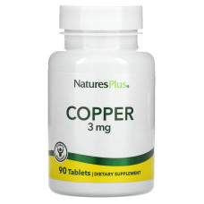 Мідь (Copper), Nature's Plus, 3 мг, 90 таблеток