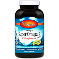 Риб'ячий жир (Омега 3), Super Omega-3, Carlson, норвезький, 180 капсул