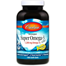 Риб'ячий жир (Омега 3), Super Omega-3, Carlson, норвезький, 180 капсул