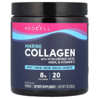 Морской коллаген, Marine Collagen, Neocell, смесь красоты с гиалуроновой кислотой, МСМ и витамином С, порошок, без вкуса, 200 г