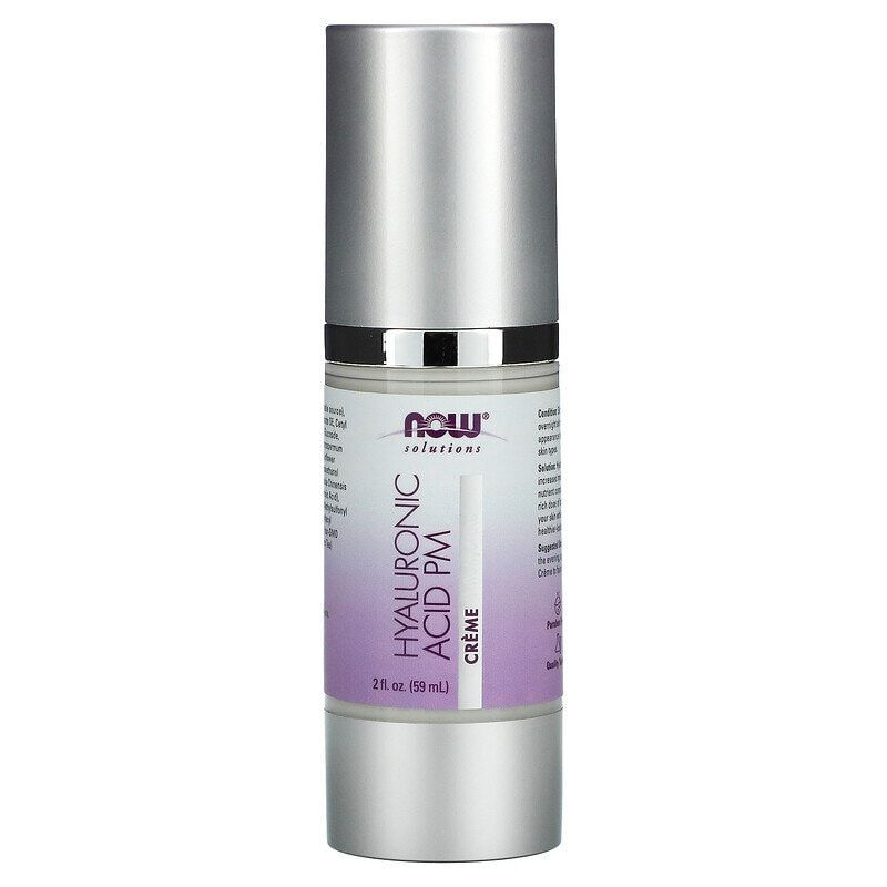 Крем ночной с гиалуроновой кислотой, Hyaluronic Acid Creme, NOW Foods, Solutions, 59 мл