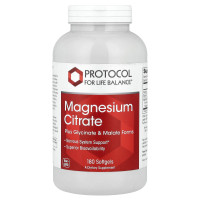 Магний цитрат, Magnesium Citrate, Protocol for Life Balance, 180 гелевых капсул (133 мг на капсулу)