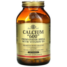 Кальций из раковин устриц, Calcium "600", Solgar, с витамином D3, 240 таблеток