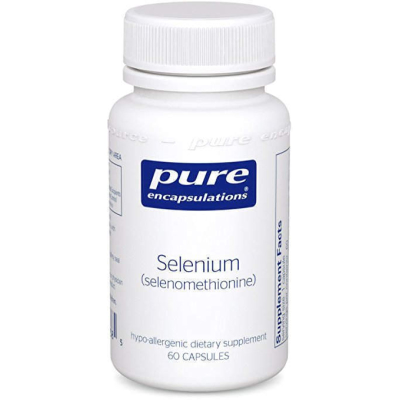 Селен (селенометионин), Selenium (selenomethionine), Pure Encapsulations, для поддержки иммунной системы, предстательной железы, коллагена и щитовидной железы, 200 мкг, 60 капсул