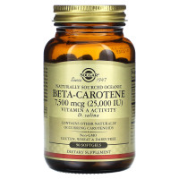 Бета каротин океанічний, Beta-Carotene, Solgar, 7500 мкг (25,000 МО), 90 гелевих капсул