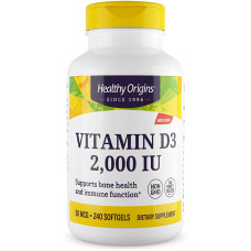 Вітамін D3, Vitamin D3, Healthy Origins, 2000 МО, 240 гегєвих капсул